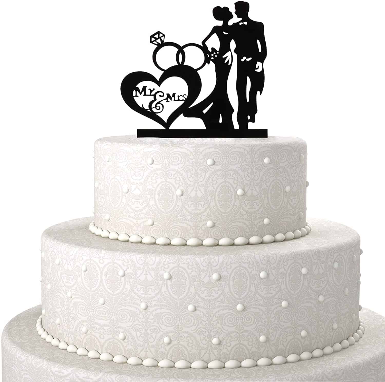 Cake topper Just Married acrylique noir : decor gateau mariage